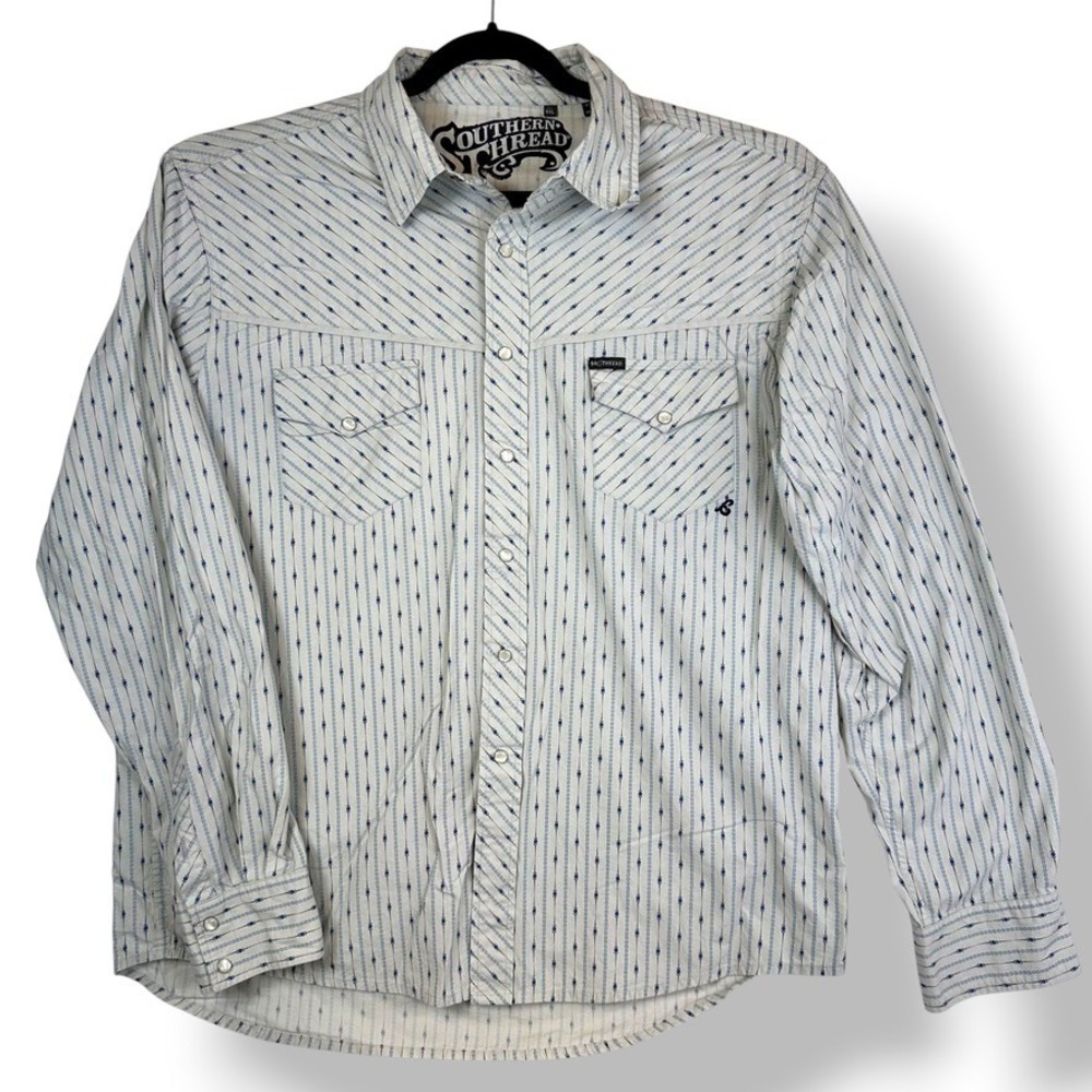 Southern Thread Mens XXL Long Sleeve Western Pearl Snap Button Shirt Rodeo Print